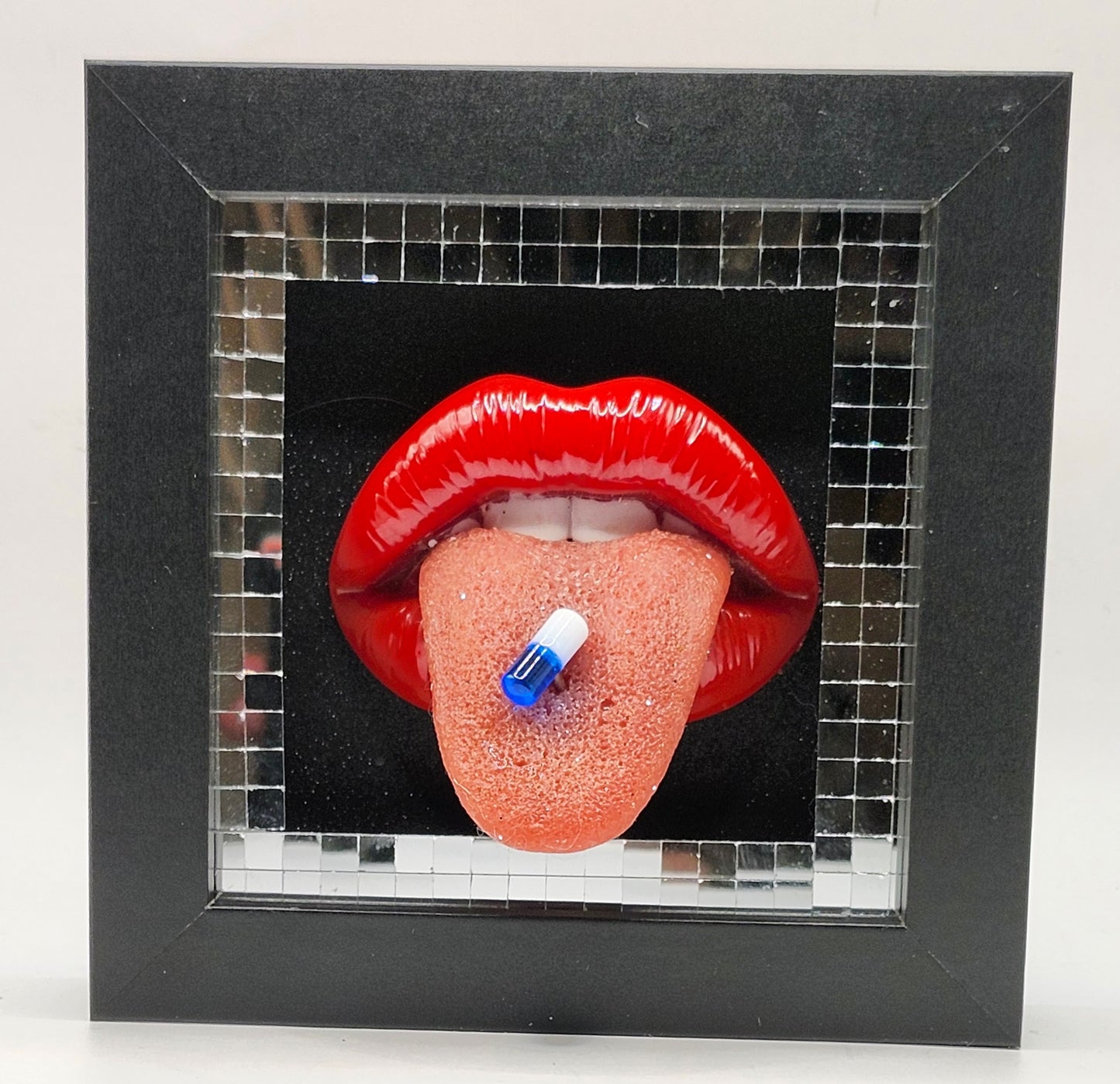 Realistic tongue lips 3D Party People wall art picture framed