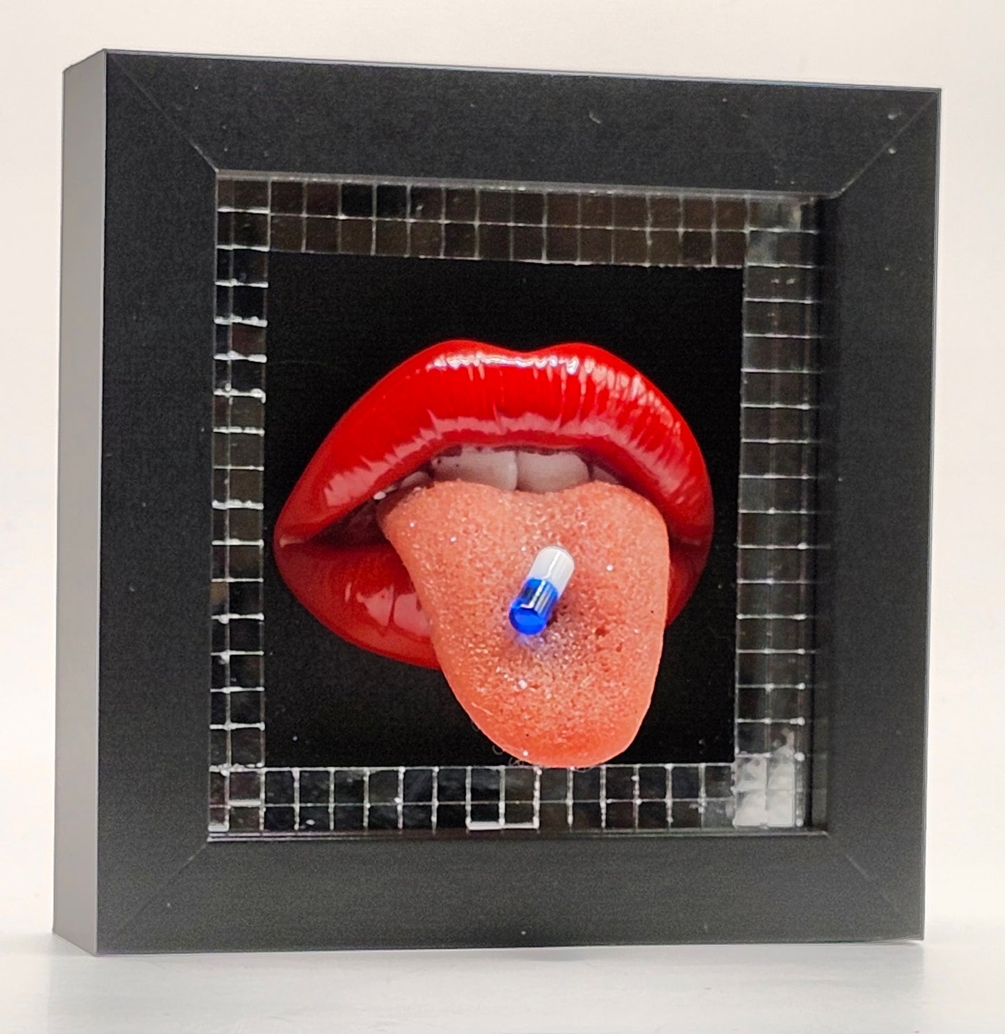Realistic tongue lips 3D Party People wall art picture framed