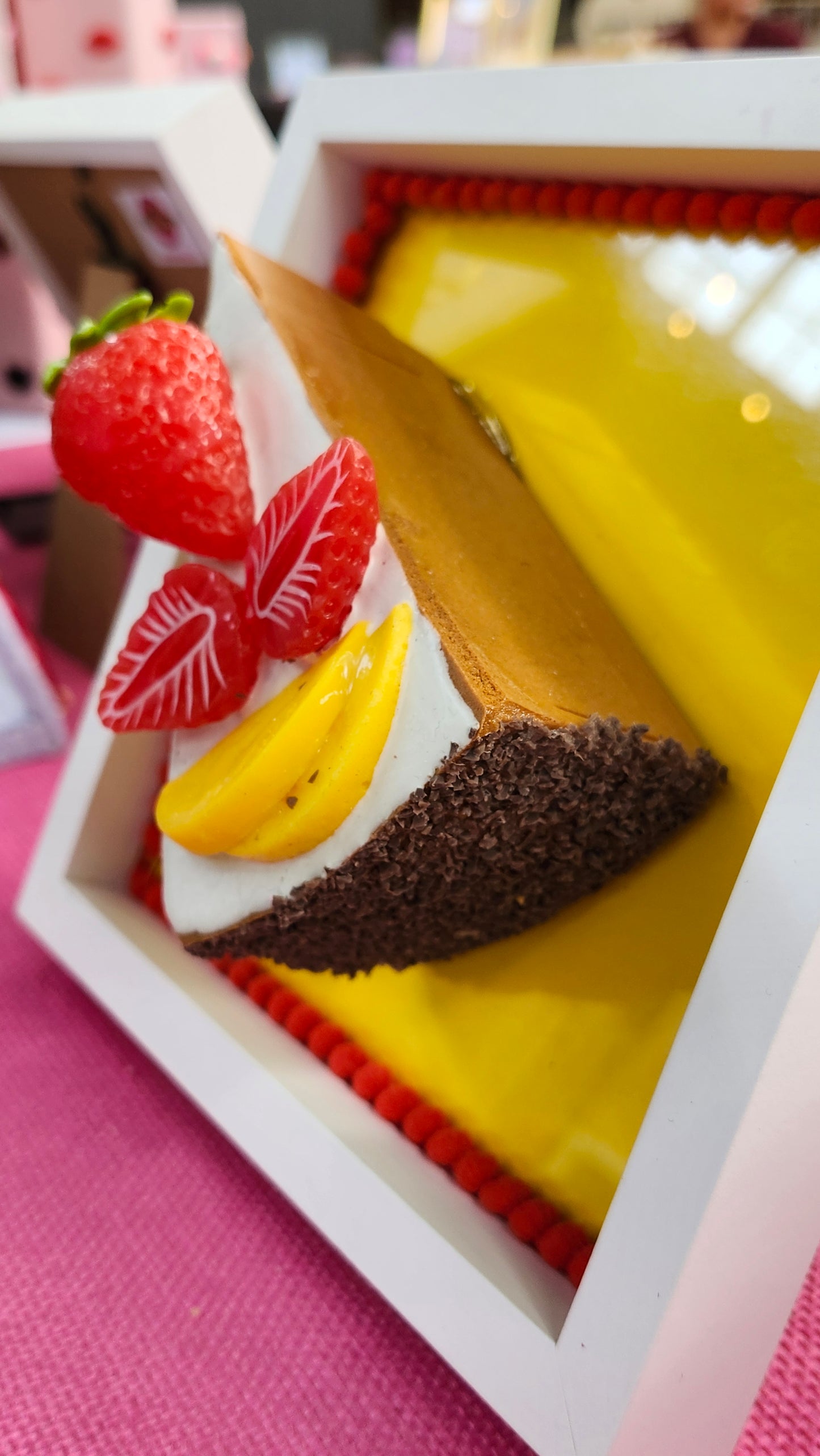 Framed Large 3D Gateau Realistic Slice Strawberry Fruit Cake