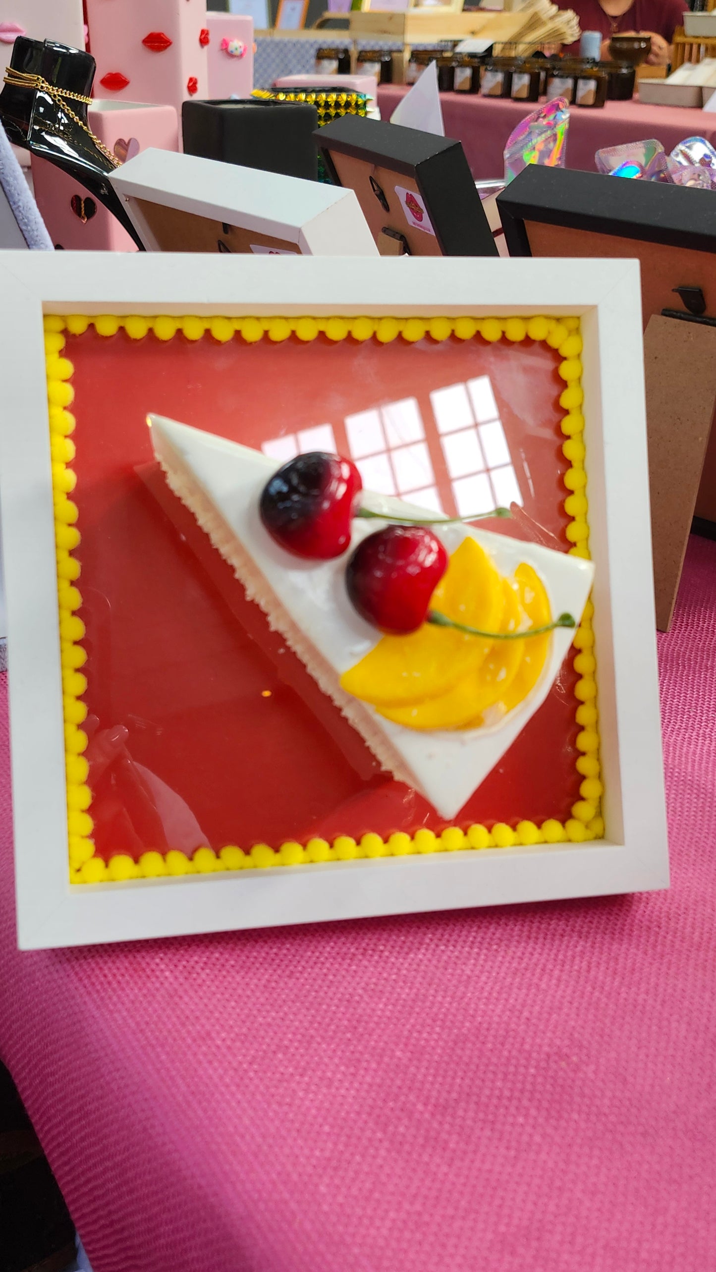 Framed Large 3D Gateau Realistic Slice Cherry Cake