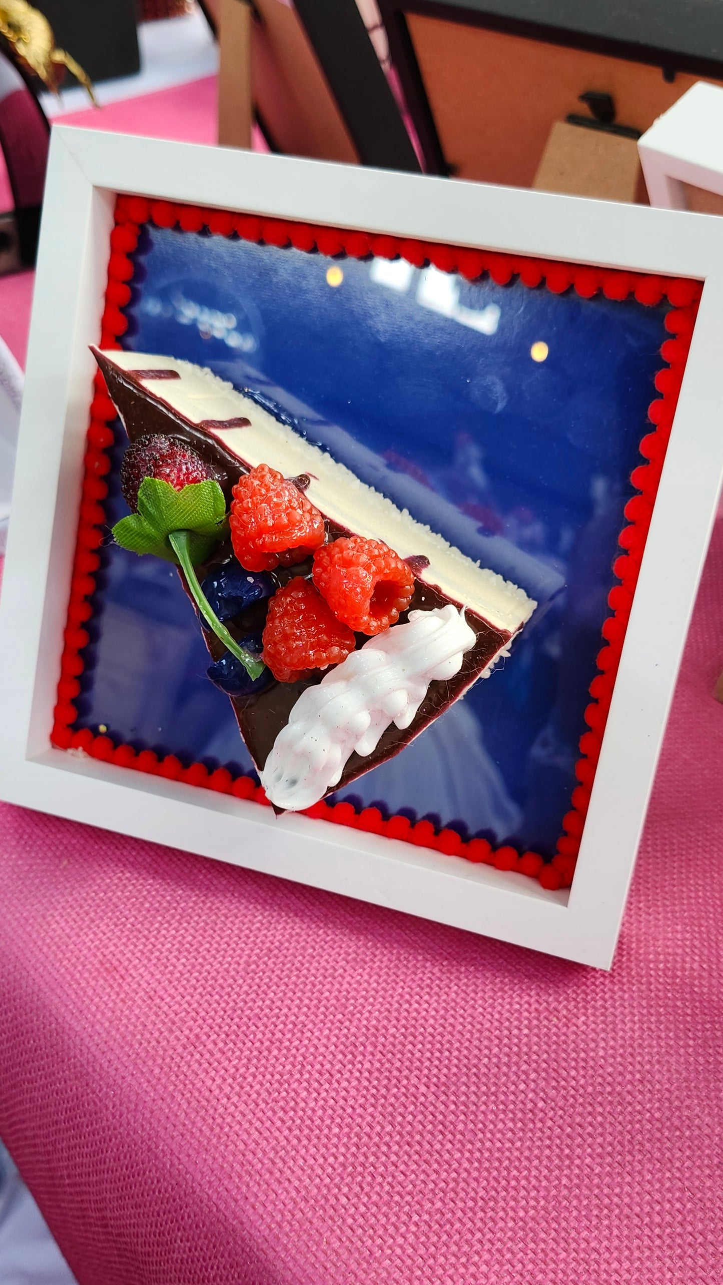 Framed Large 3D Gateau Realistic Slice of Berry Cake