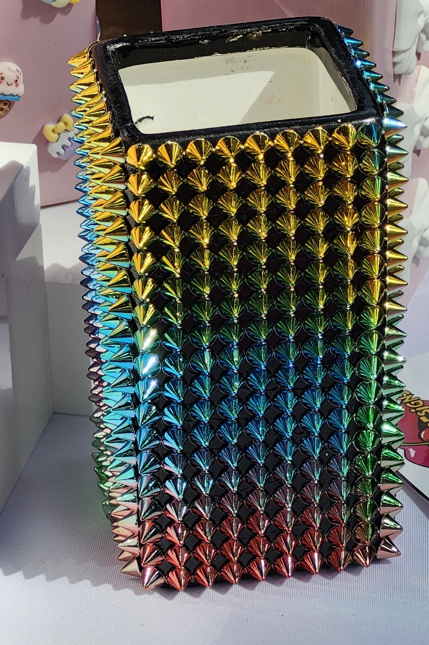 Rainbow Multicoloured Studs Vase