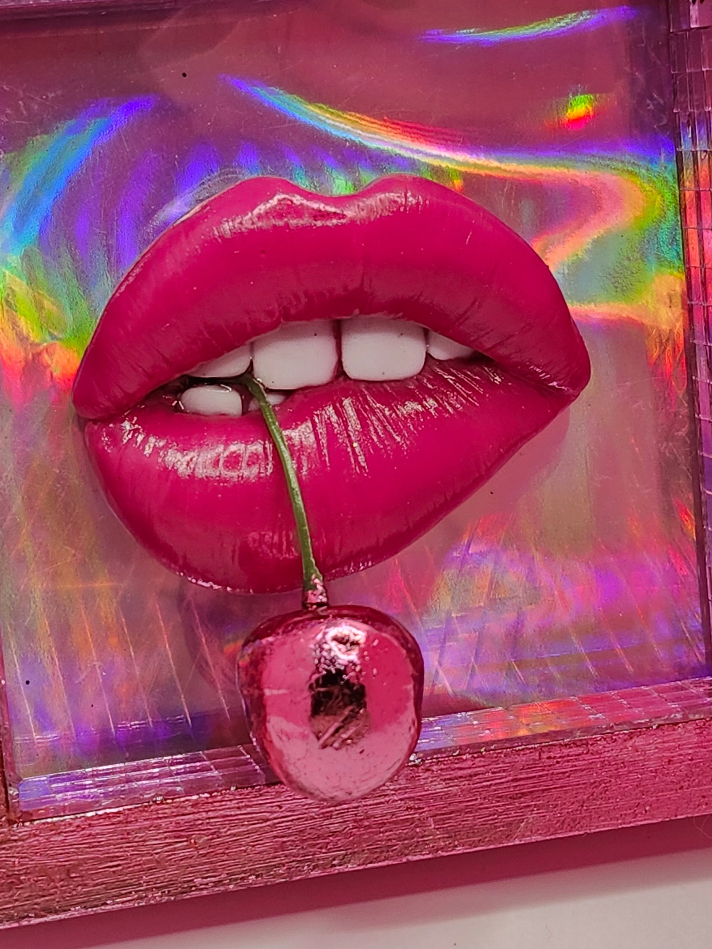 3D Realistic Lips art picture framed Pinky Pink