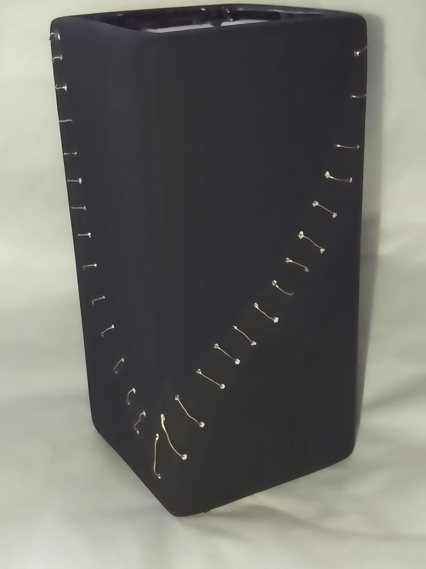 Beautifully Broken. Matte Black Wire Stitched Vase
