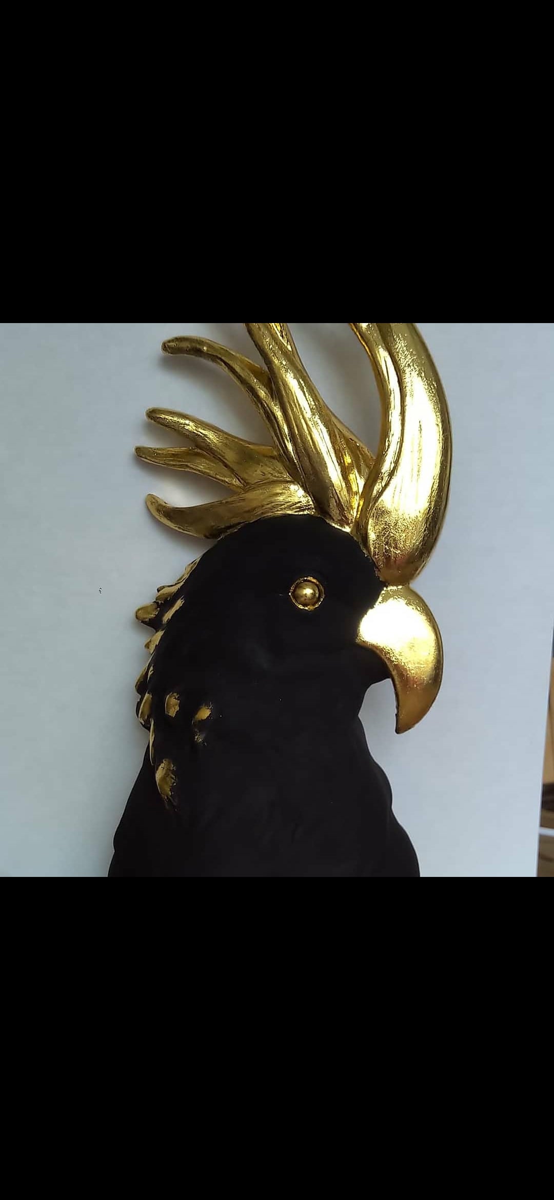 Black & Gold Leaf Large Parrot Ornament