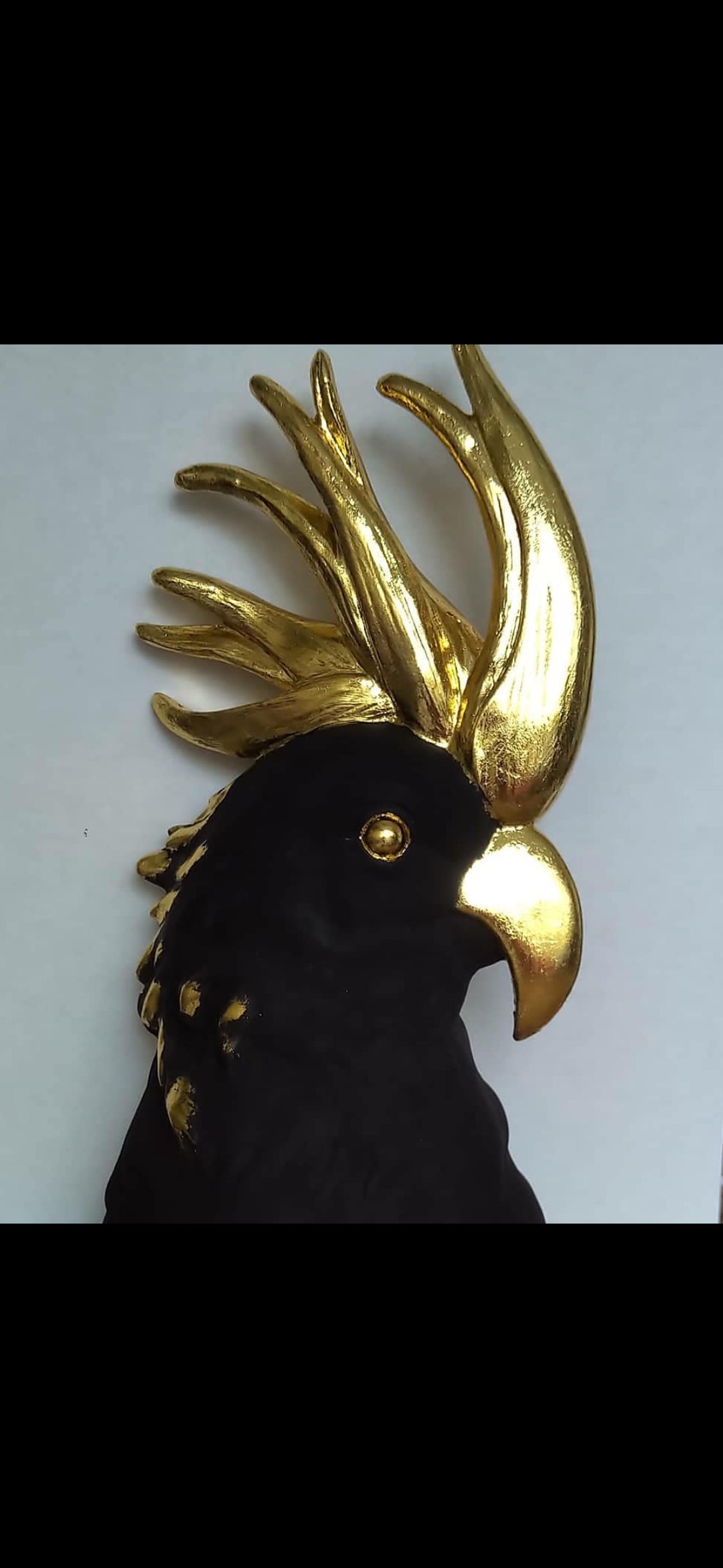Black & Gold Leaf Large Parrot Ornament