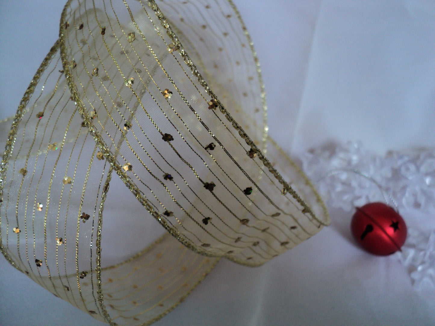 Wire Edged Christmas Ribbon 63mm/ 38mm Wide x 1 Metre