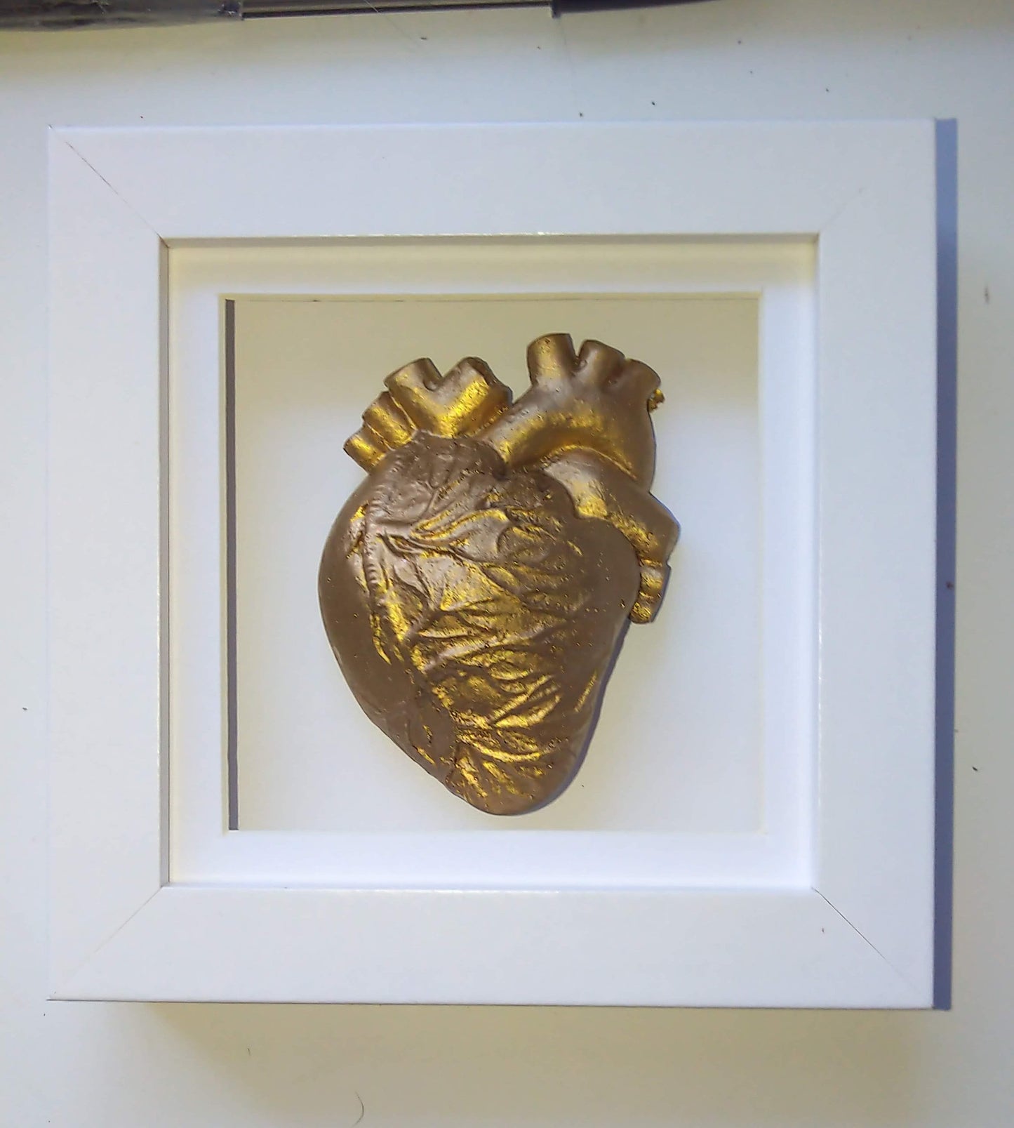 Heart of Gold Anatomical Framed Gold Heart