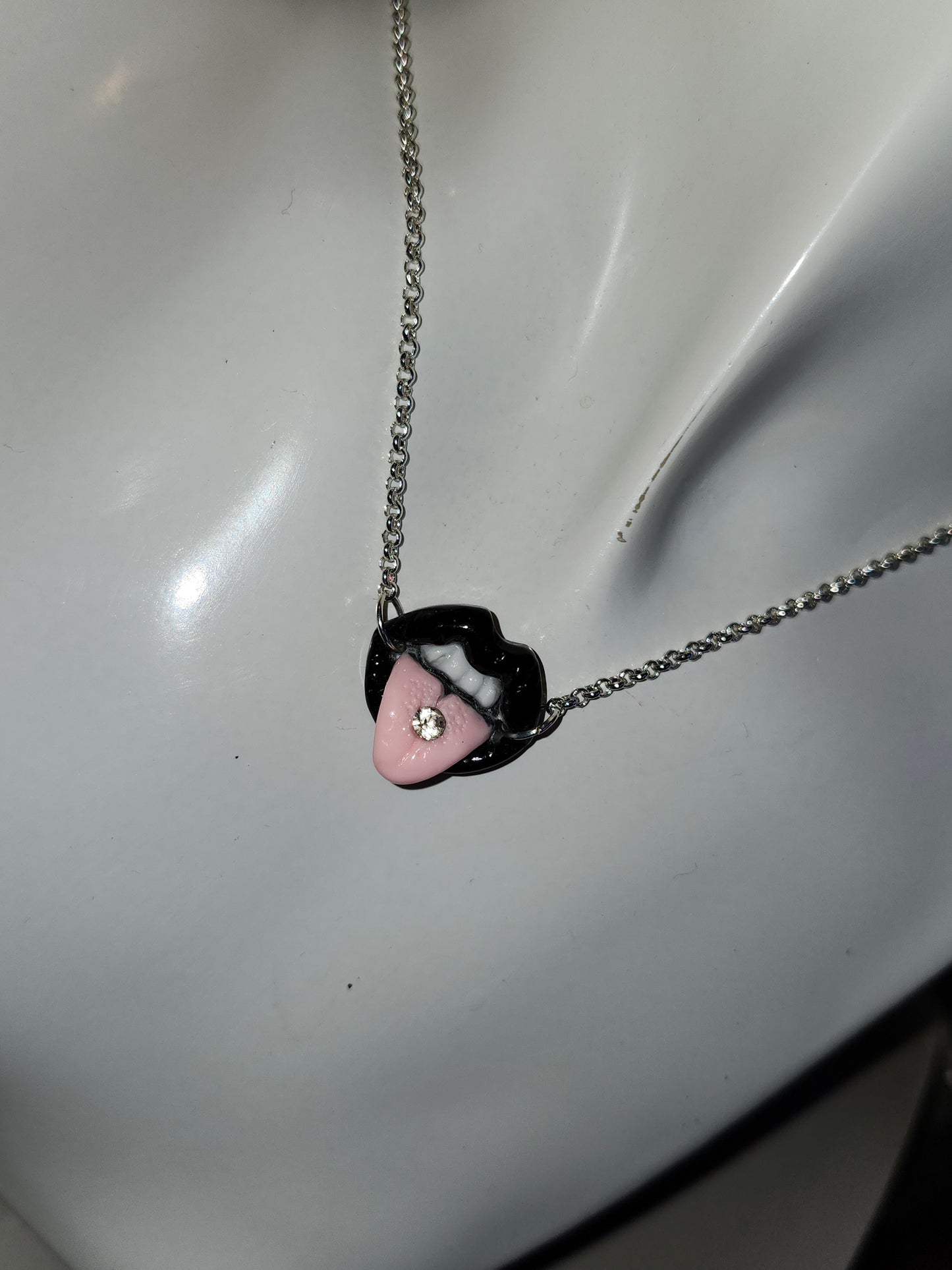 Pierced Tongue Lips Necklace