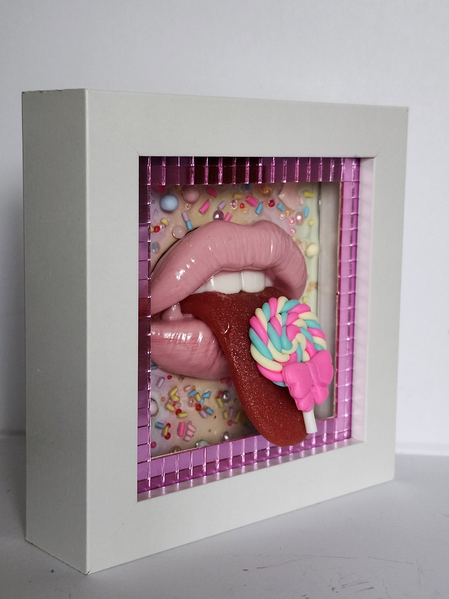 3D Realistic Lips & Tongue Hey Sweets wall art picture framed