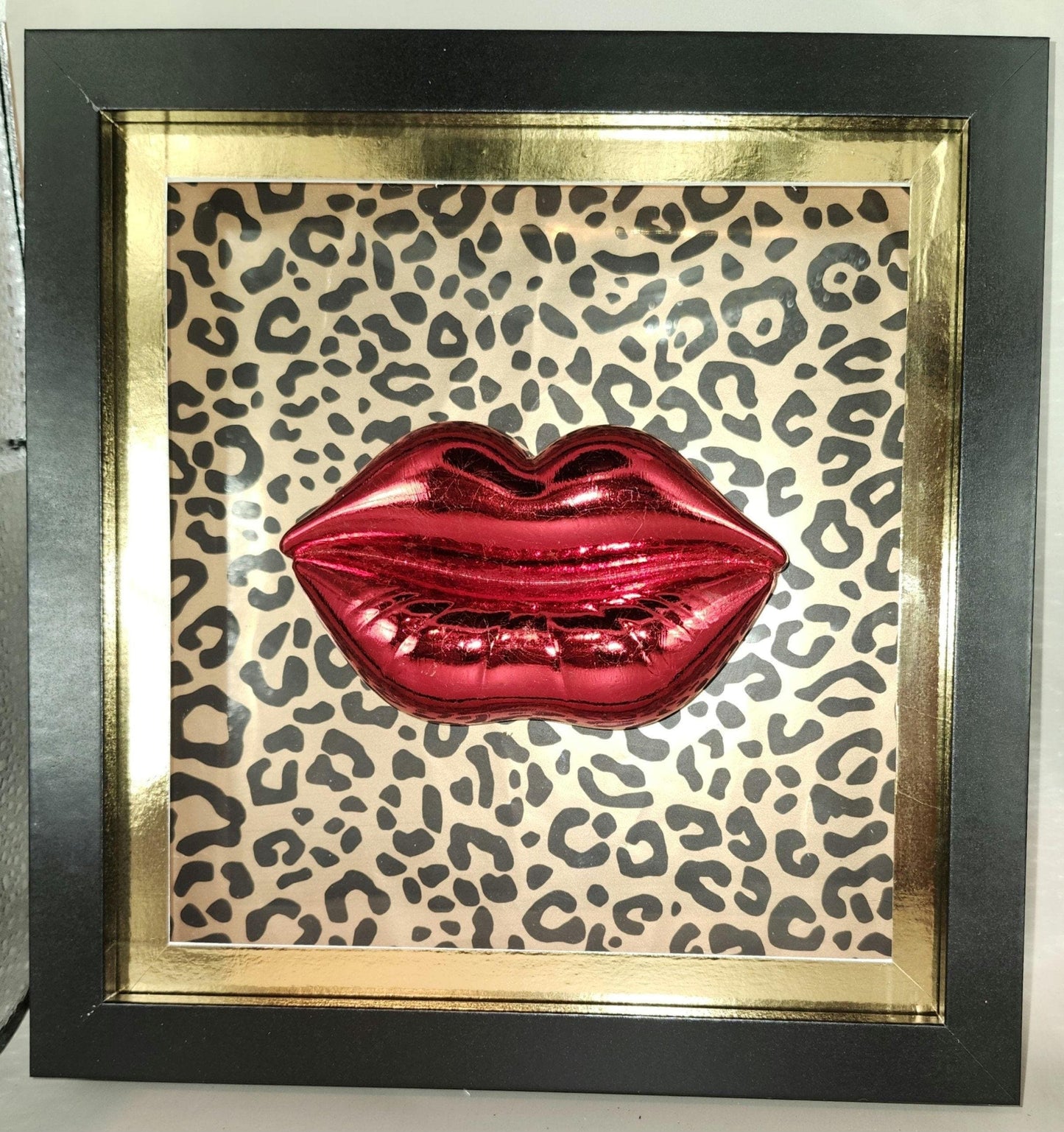 3D Large Lips Framed Pop Art Picture