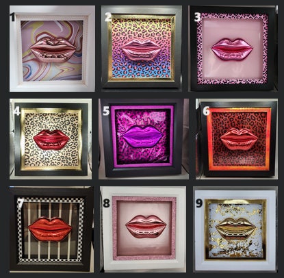 3D Large Lips Framed Pop Art Picture