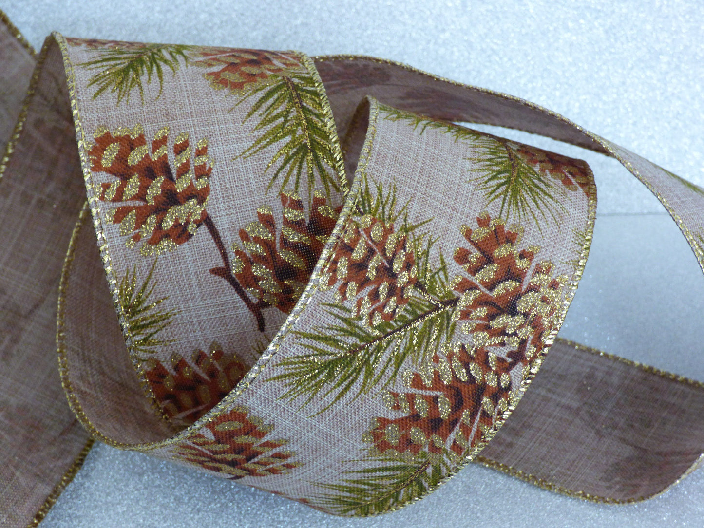 Wire Edged Christmas Ribbon 63mm/ 38mm Wide x 1 Metre