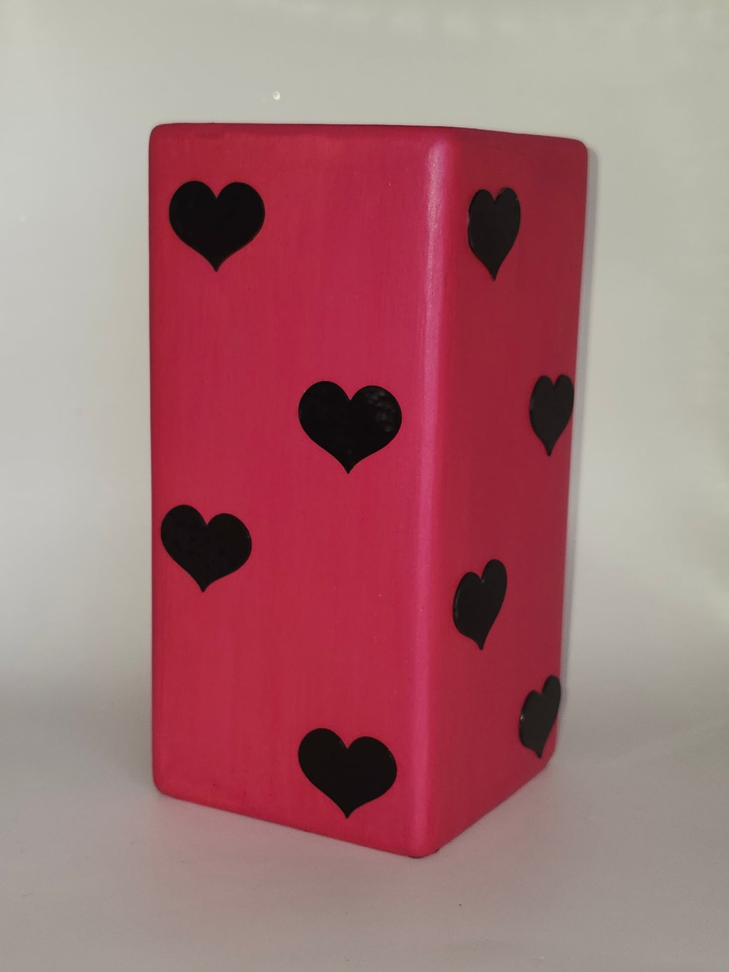Pink & Black Mirror Hearts Vase