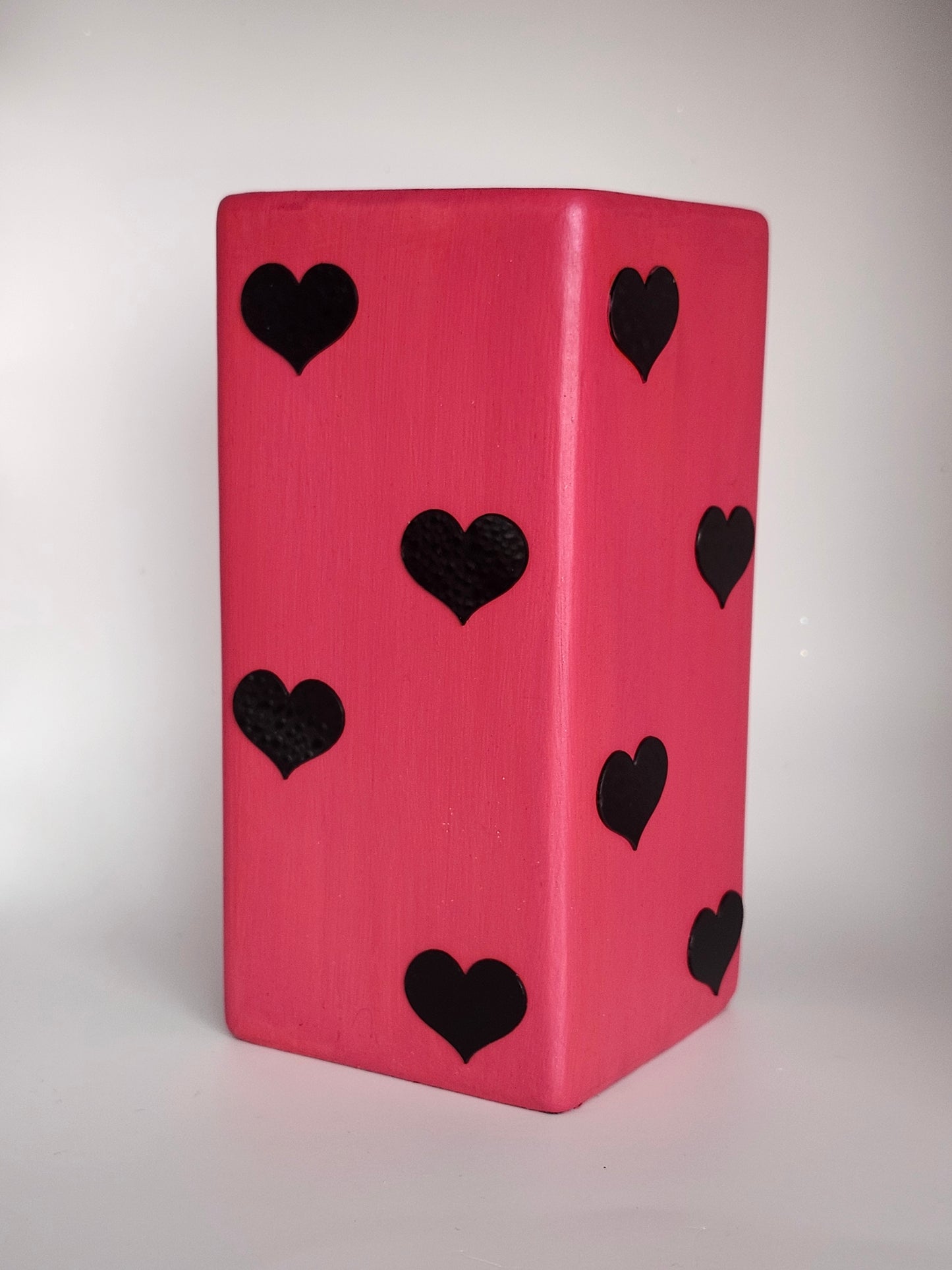 Pink & Black Mirror Hearts Vase