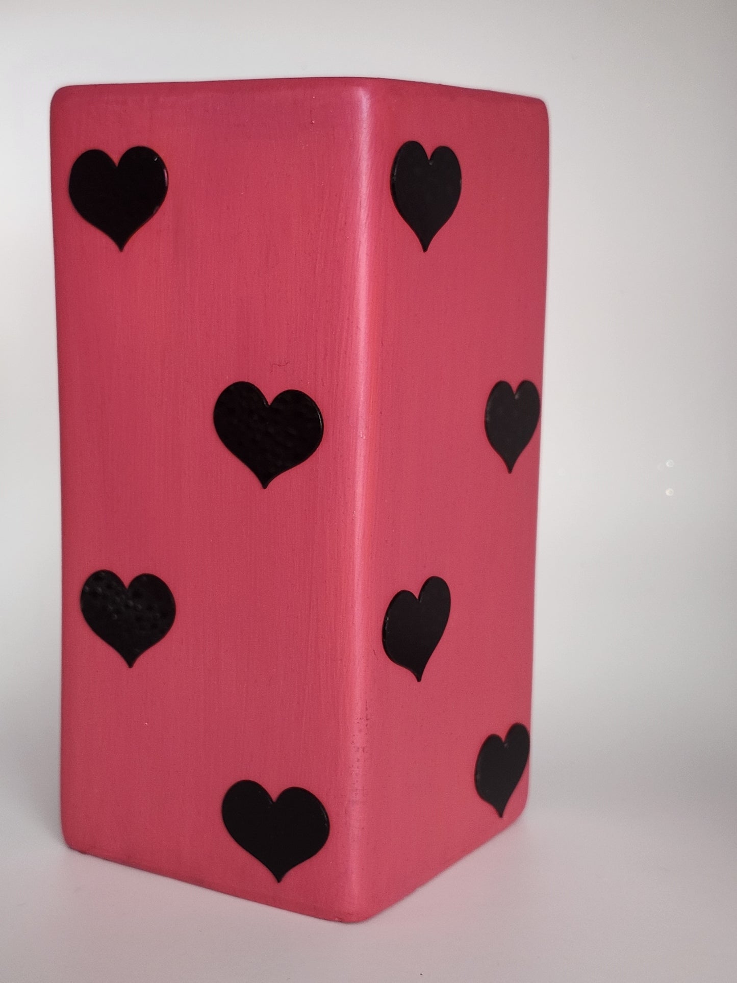 Pink & Black Mirror Hearts Vase