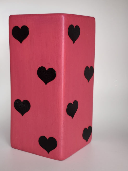 Pink & Black Mirror Hearts Vase
