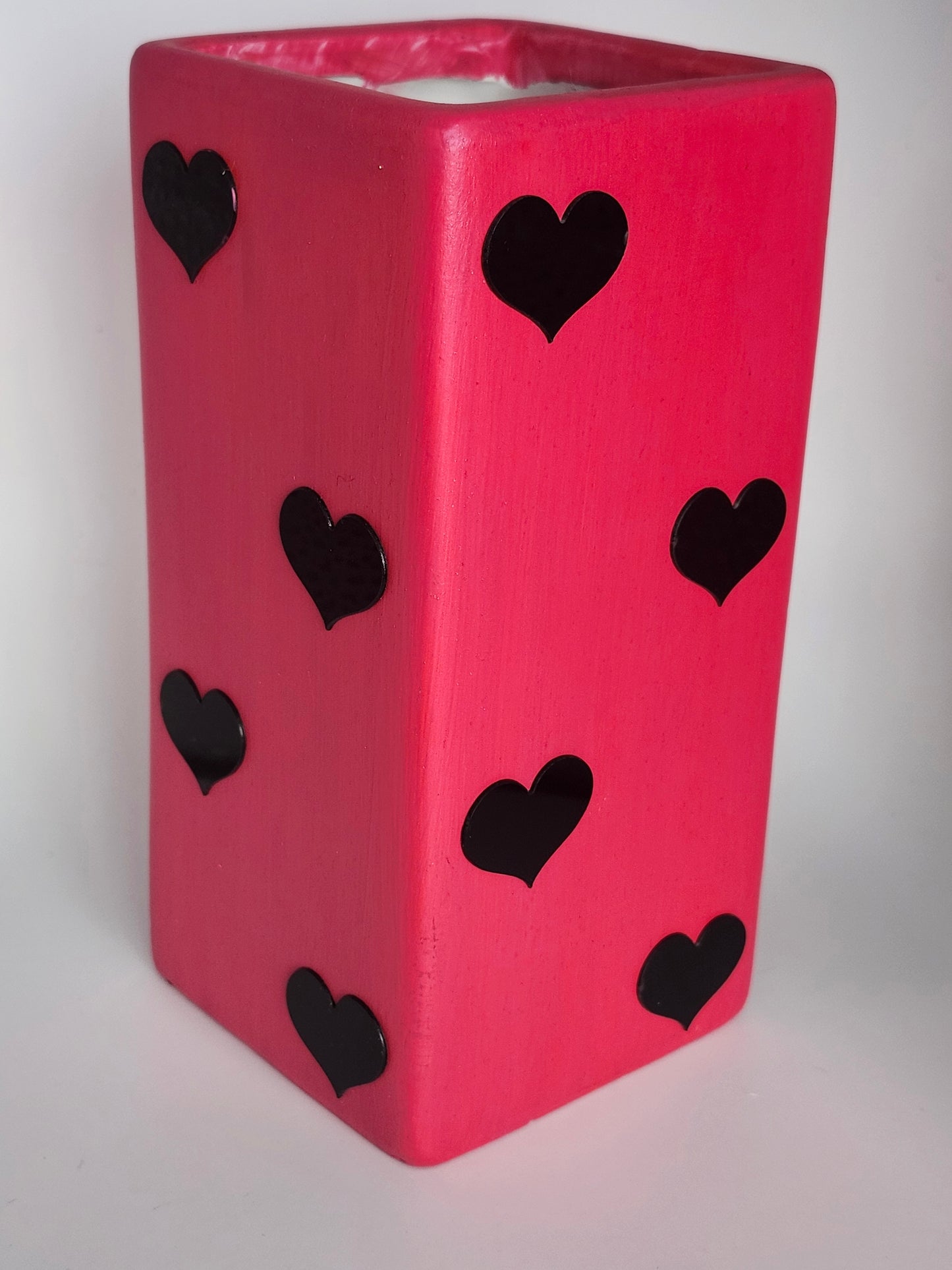 Pink & Black Mirror Hearts Vase