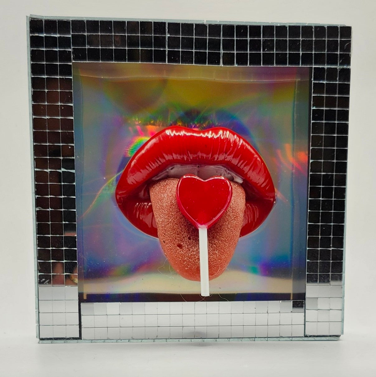 Realistic tongue lips 3D Party People wall art picture framed