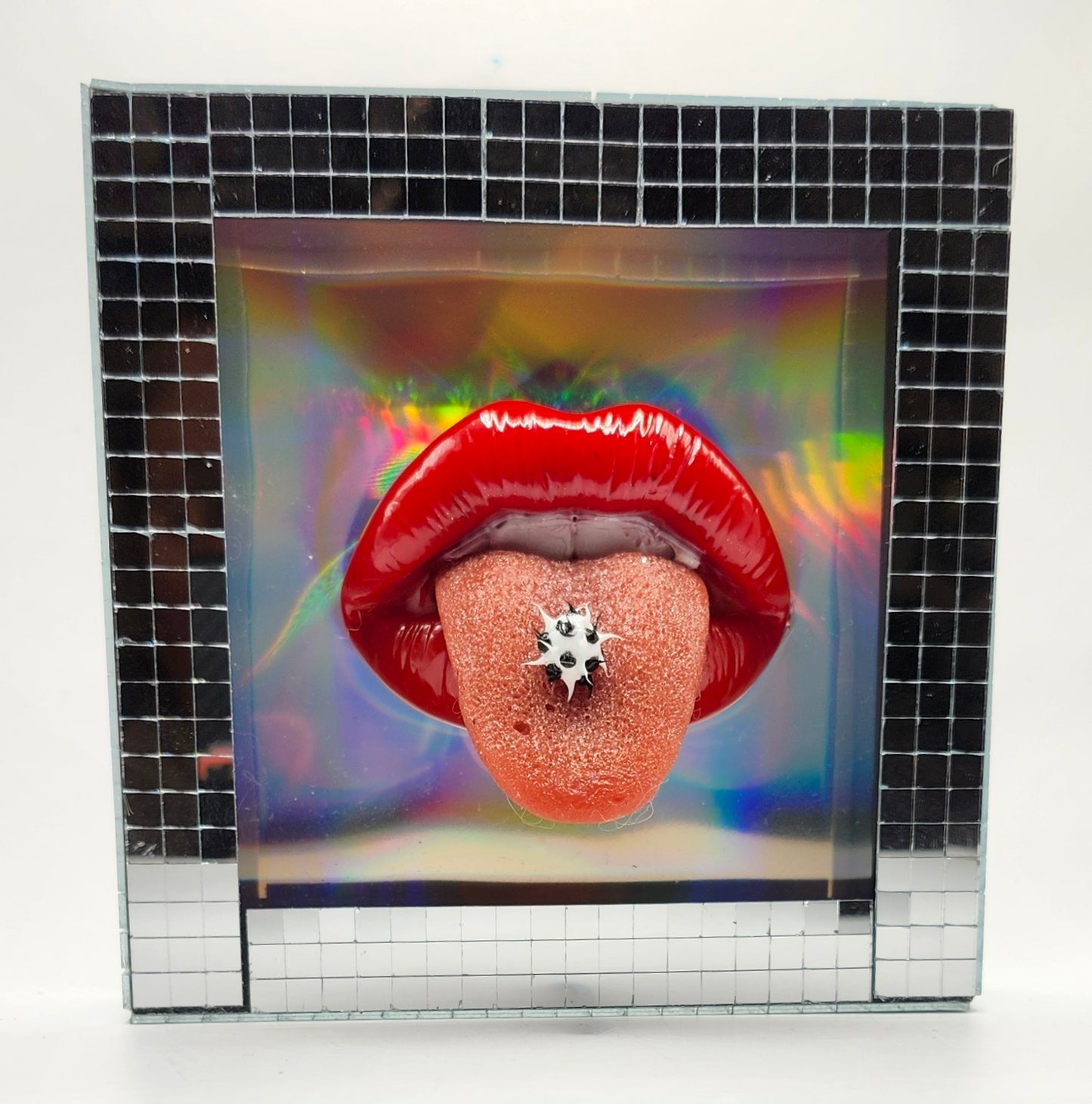Realistic tongue lips 3D Party People wall art picture framed