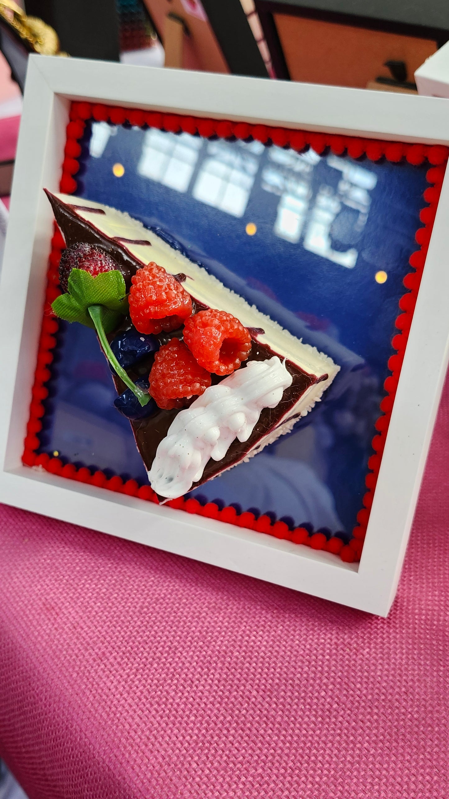 Framed Large 3D Gateau Realistic Slice of Berry Cake