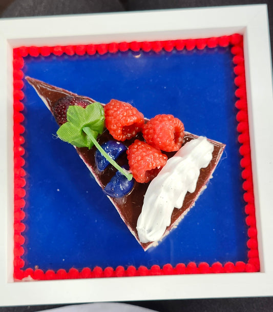 Framed Large 3D Gateau Realistic Slice of Berry Cake