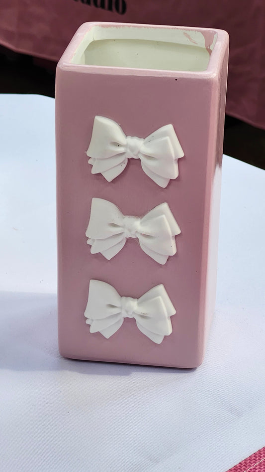 Pink & White Bows Vase