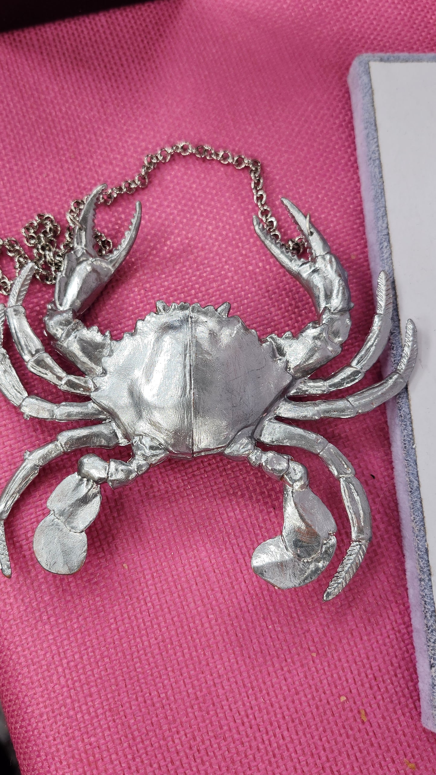 Large Silver Coloured Crab statement necklace