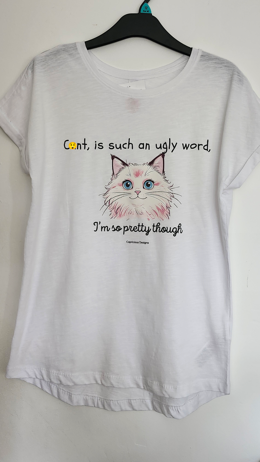 NSFW Short Sleeved Highly Offensive Tee Shirt Cat Print Size Large