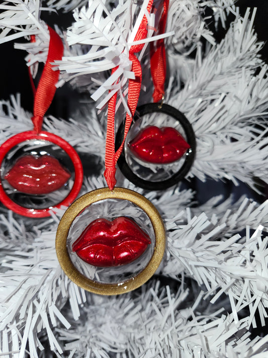 Set of 3 Hanging Lips Christmas Tree Ornaments