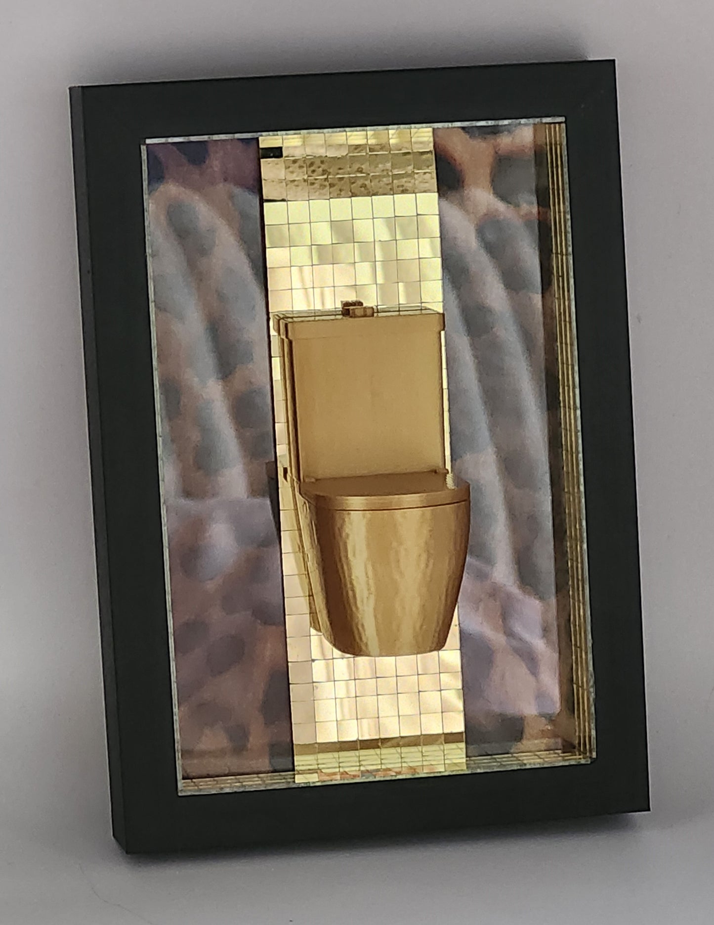 3D Golden Toilet Disco Tile Bathroom/ WC Sign Framed Picture