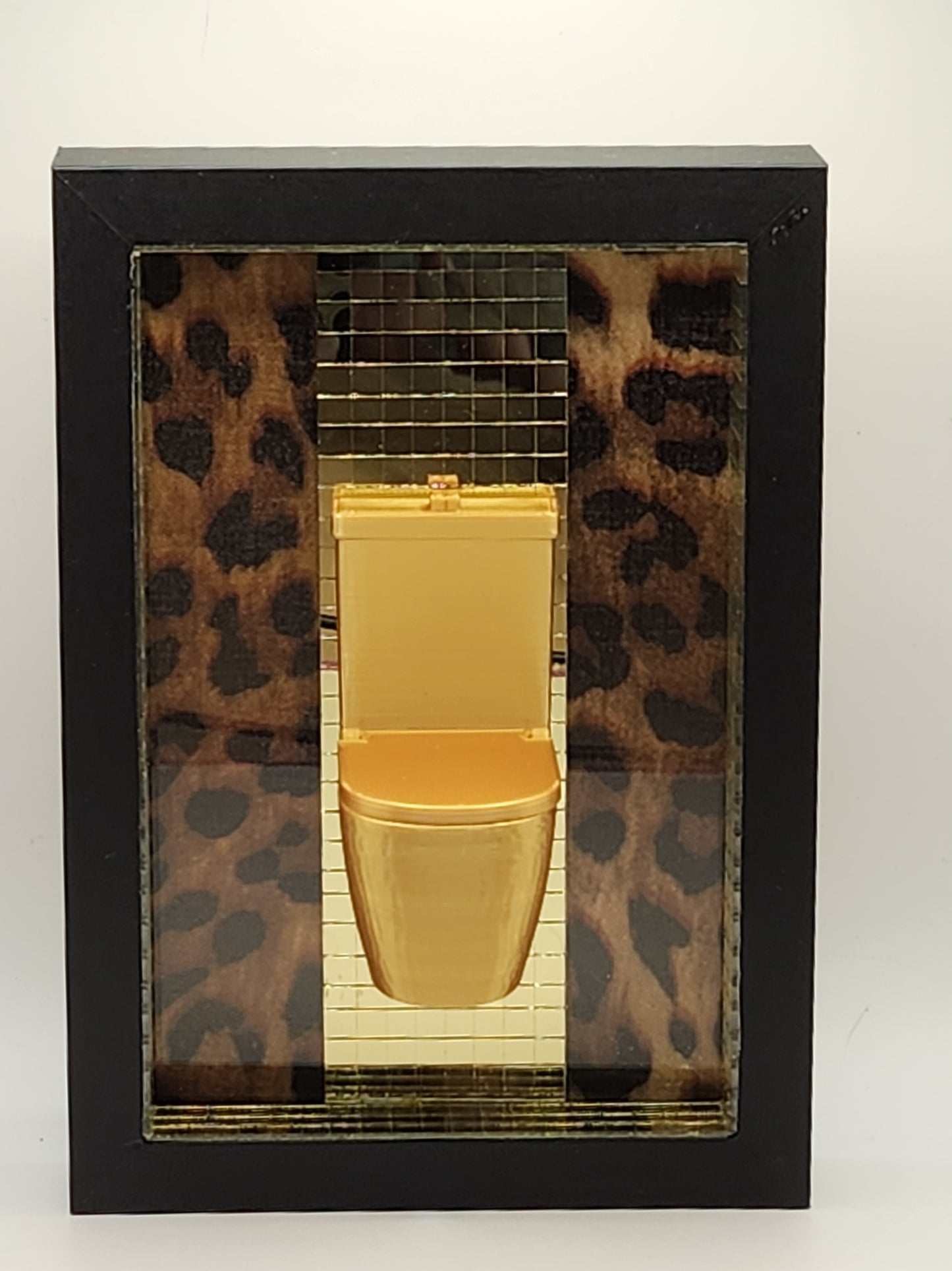 3D Golden Toilet Disco Tile Bathroom/ WC Sign Framed Picture