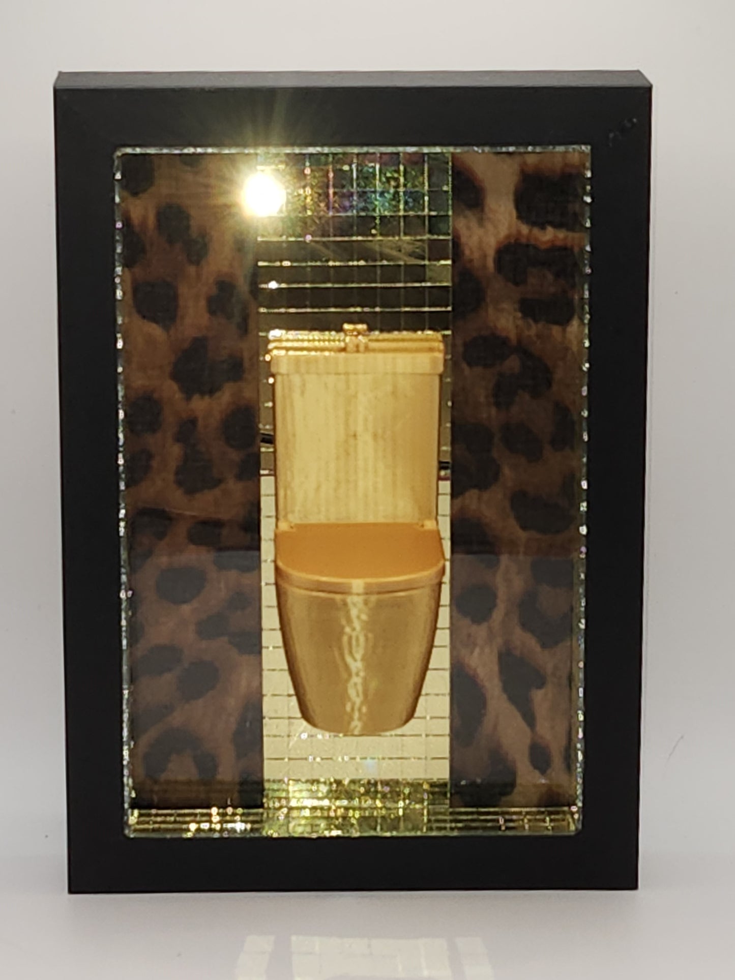 3D Golden Toilet Disco Tile Bathroom/ WC Sign Framed Picture