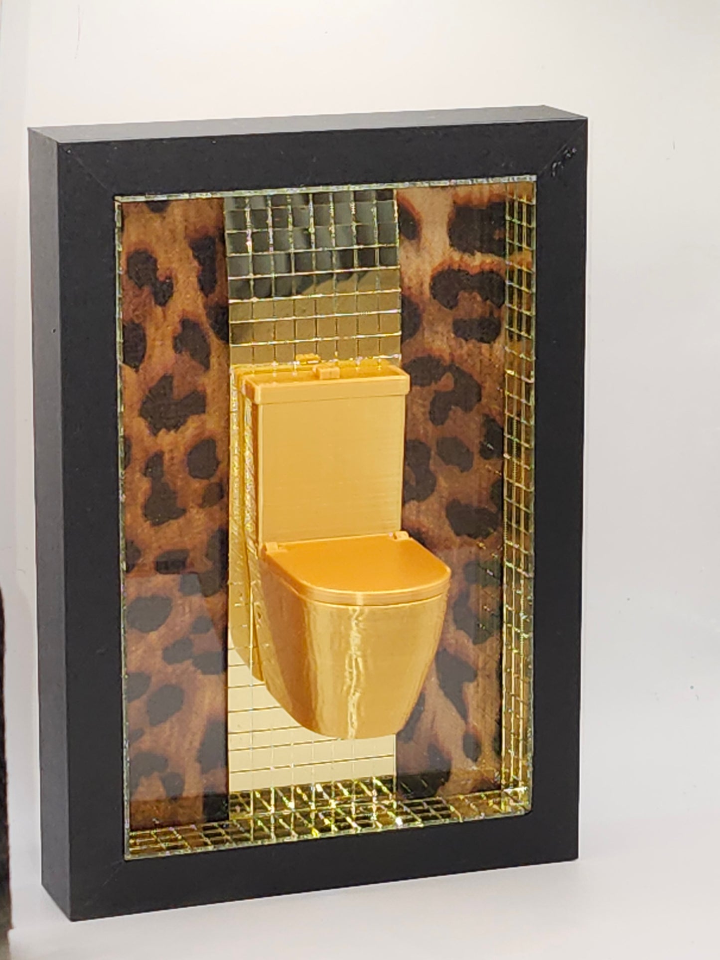 3D Golden Toilet Disco Tile Bathroom/ WC Sign Framed Picture