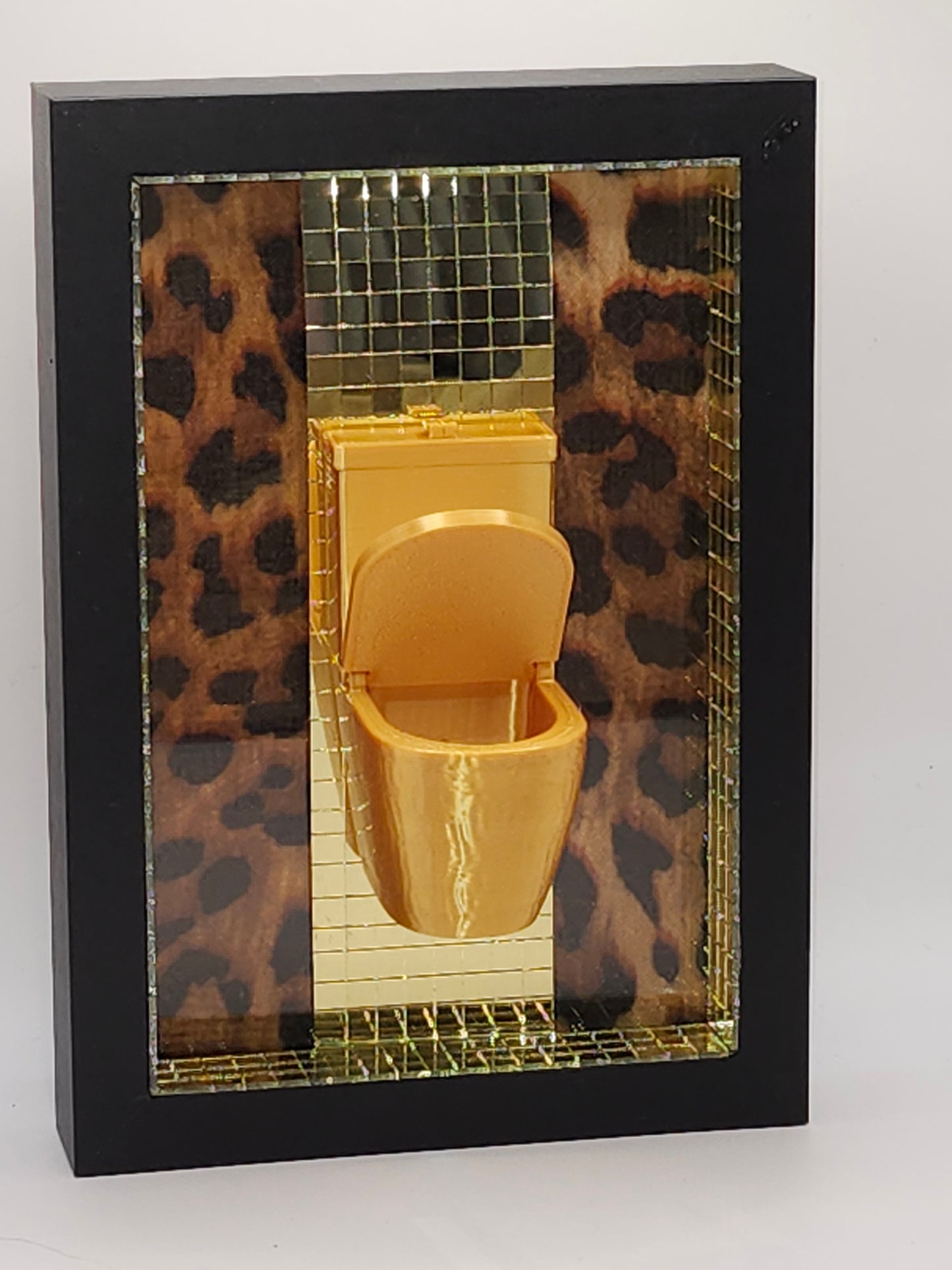 3D Golden Toilet Disco Tile Bathroom/ WC Sign Framed Picture
