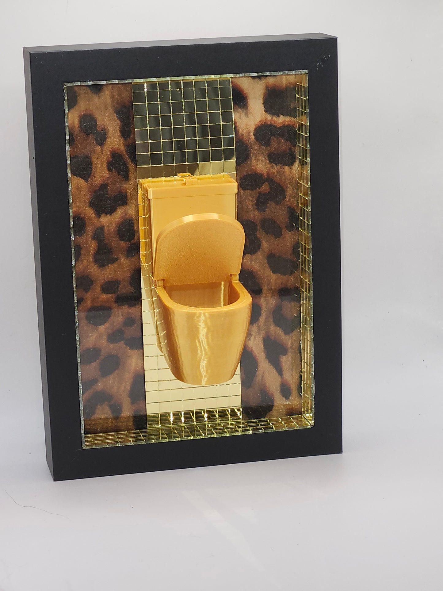 3D Golden Toilet Disco Tile Bathroom/ WC Sign Framed Picture