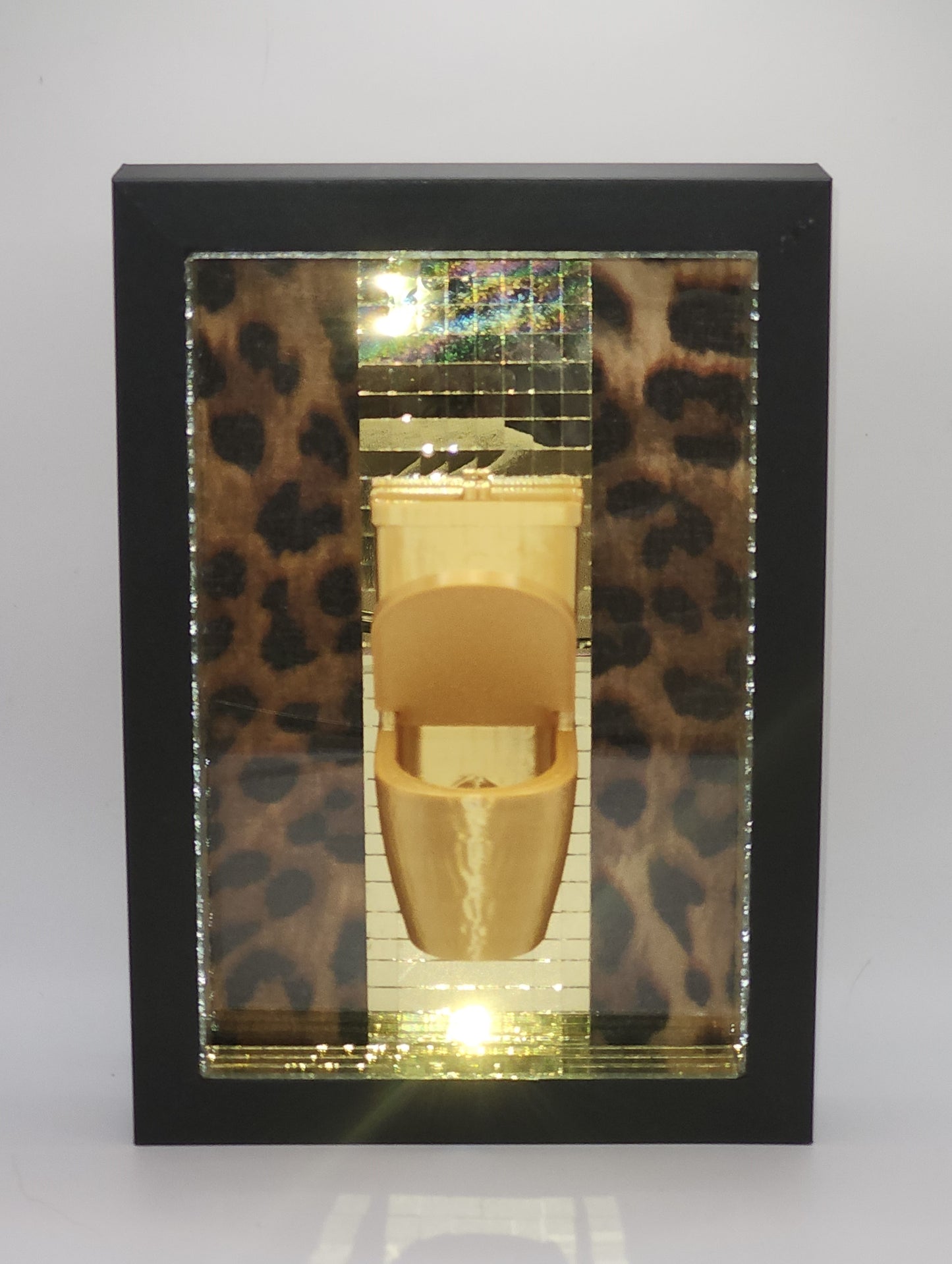 3D Golden Toilet Disco Tile Bathroom/ WC Sign Framed Picture