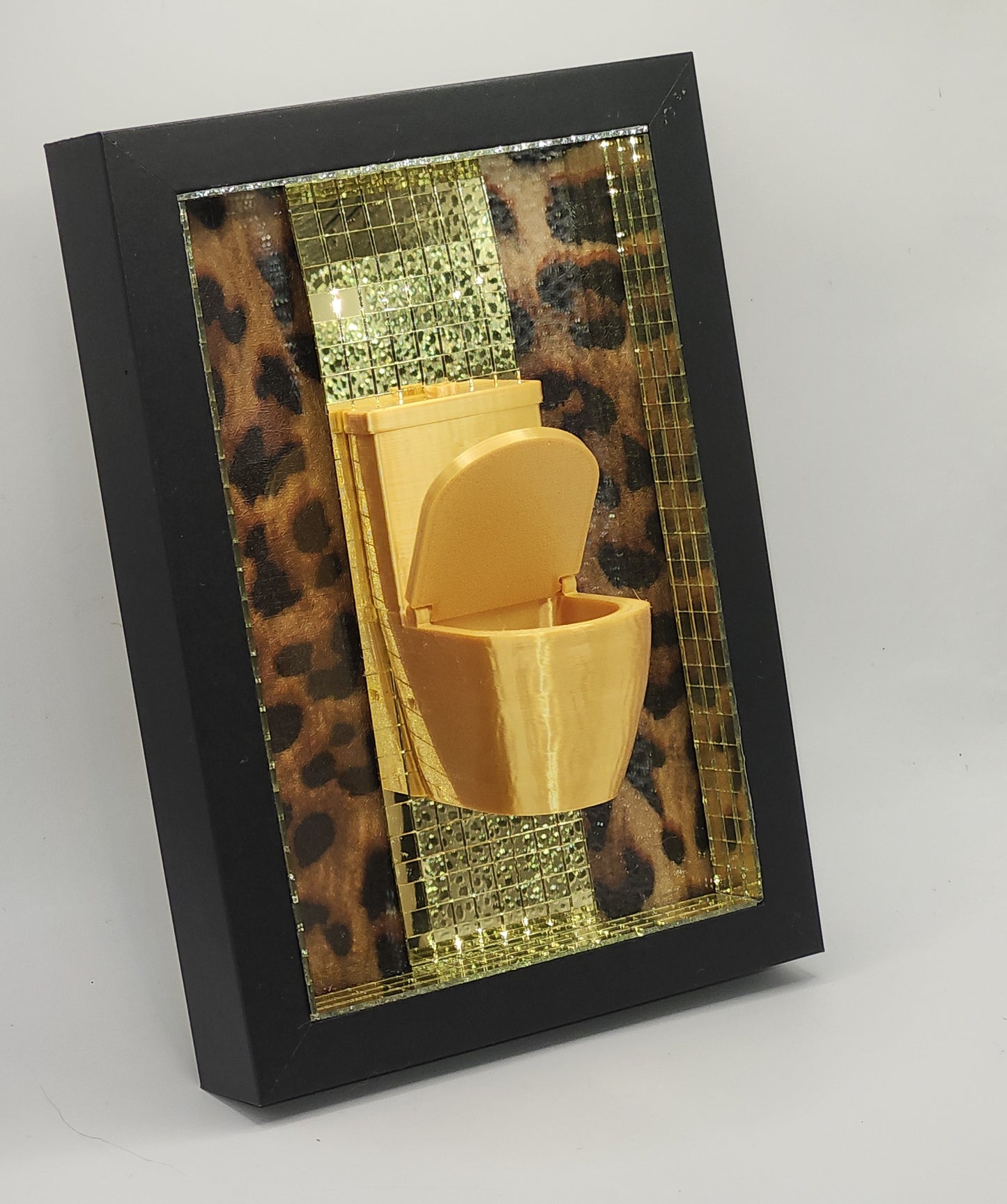 3D Golden Toilet Disco Tile Bathroom/ WC Sign Framed Picture