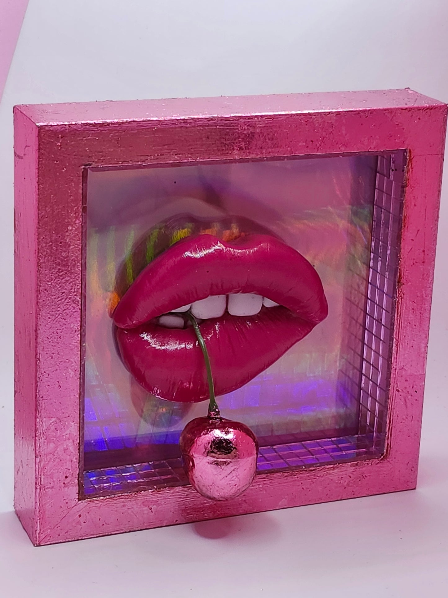 3D Realistic Lips art picture framed Pinky Pink