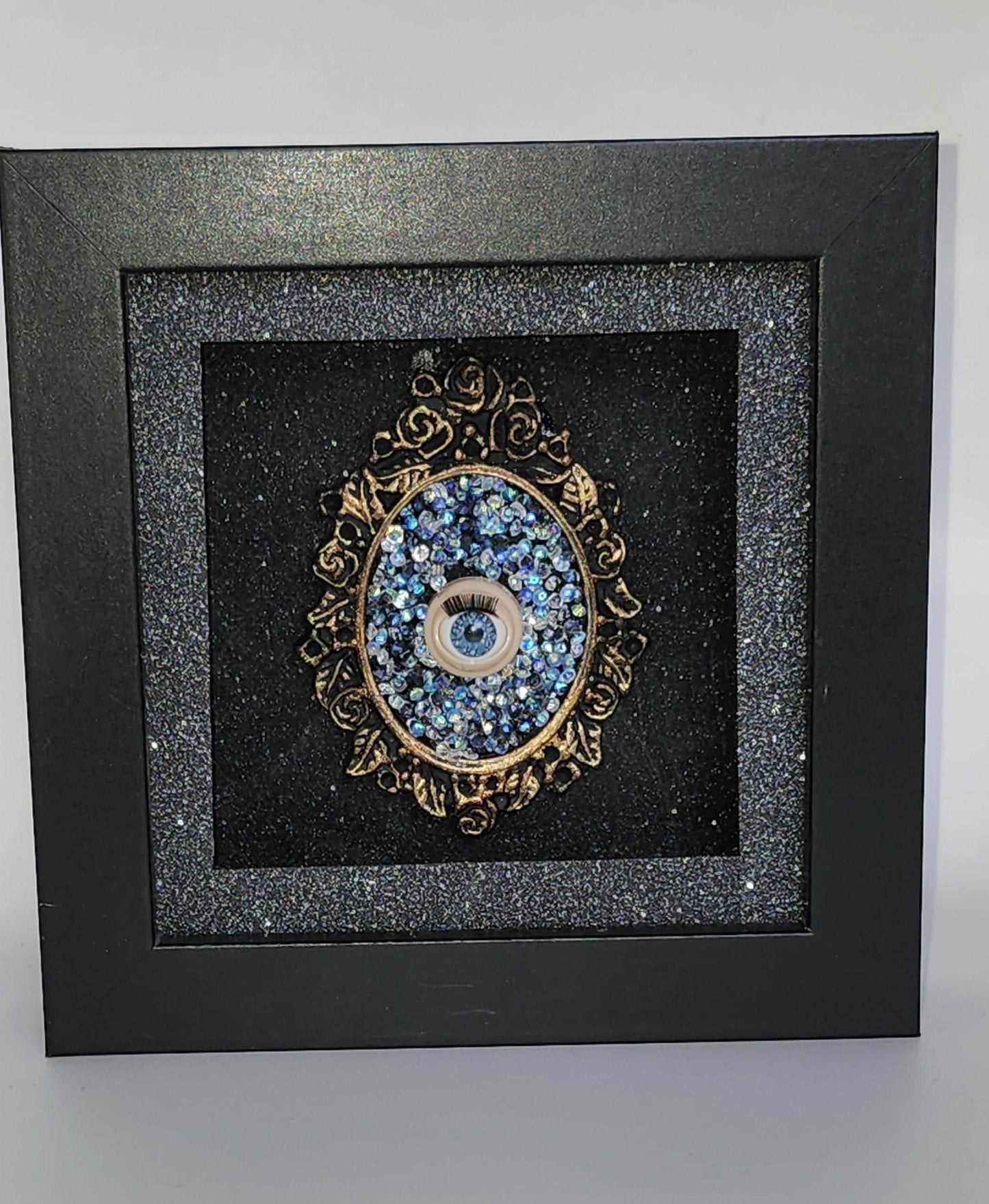 3D Box Framed blinking eye  Picture Gunmetal Grey