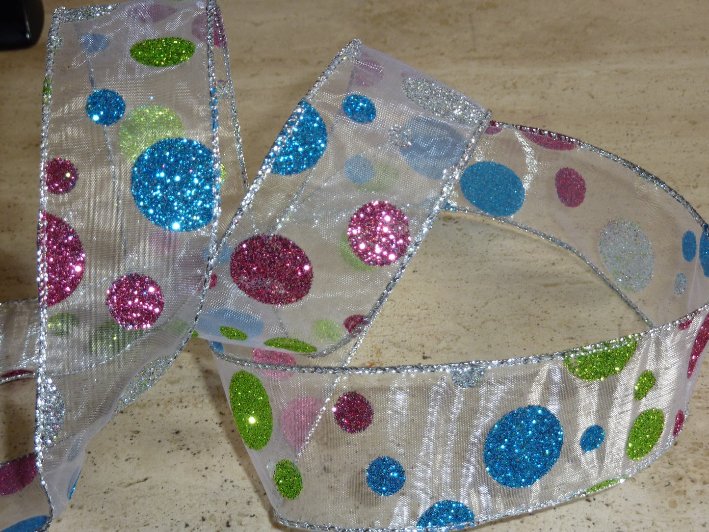 Wire Edged Christmas Ribbon 63mm/ 38mm Wide x 1 Metre