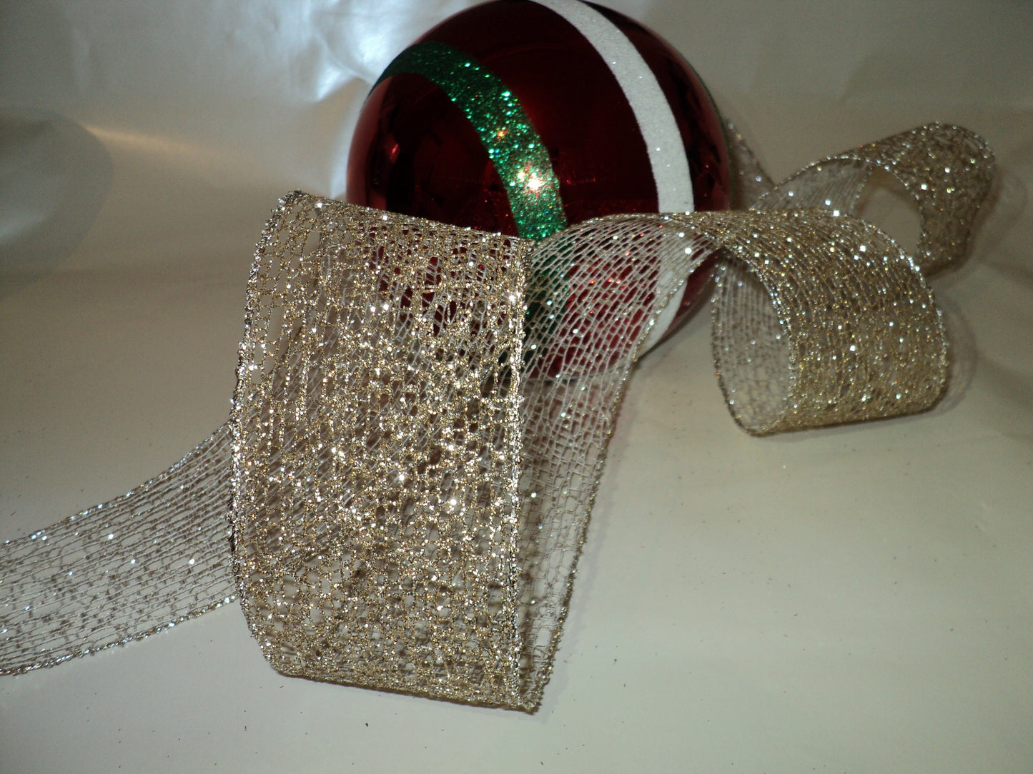 Wire Edged Christmas Ribbon 63mm/ 38mm Wide x 1 Metre