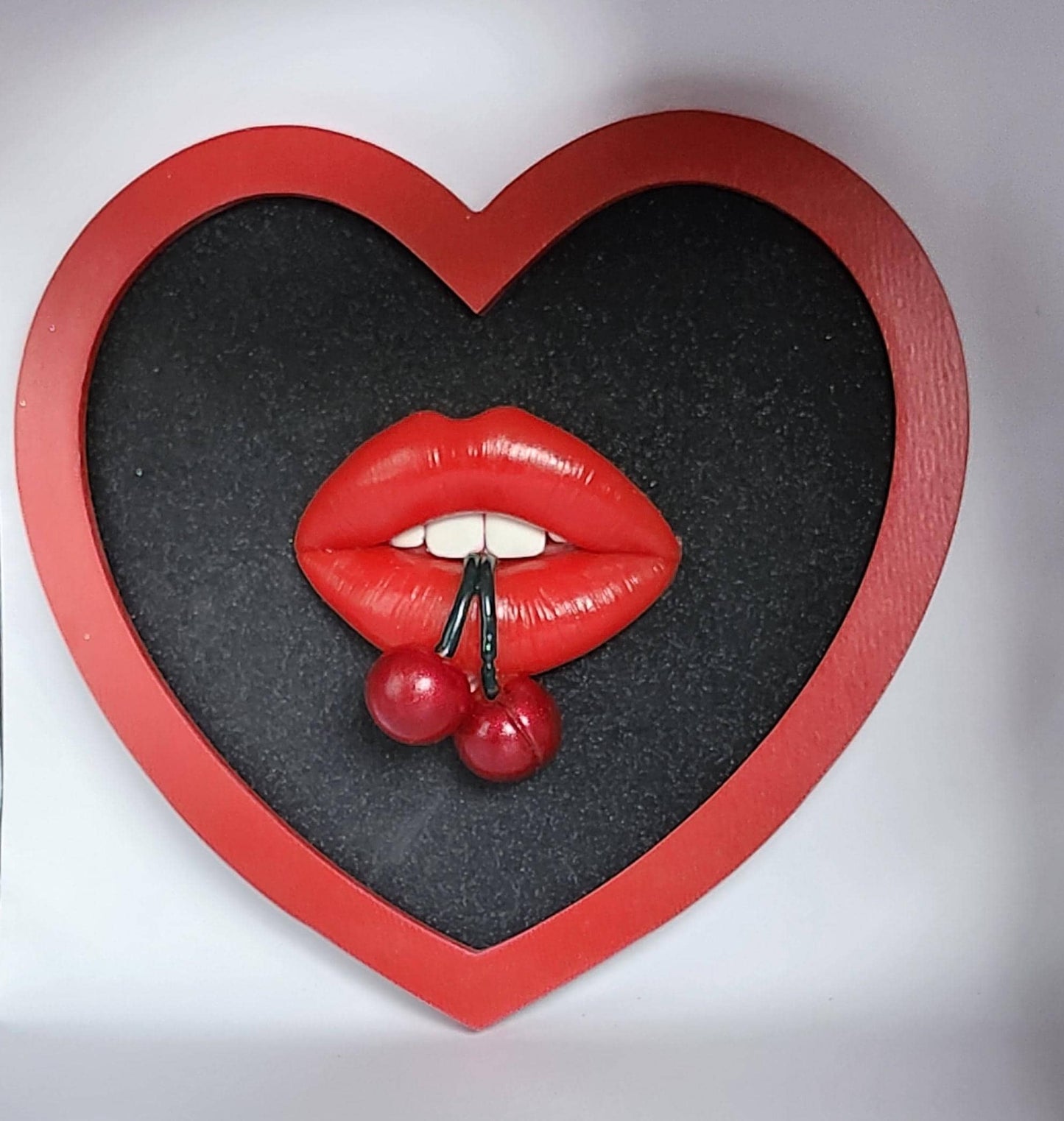 Red Heart Pop Art Cherry Lips Picture