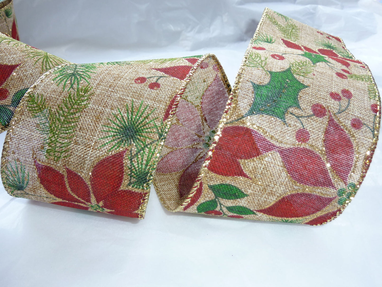 Wire Edged Christmas Assorted Ribbon 63mm/ 38mm Wide x 1 Metre