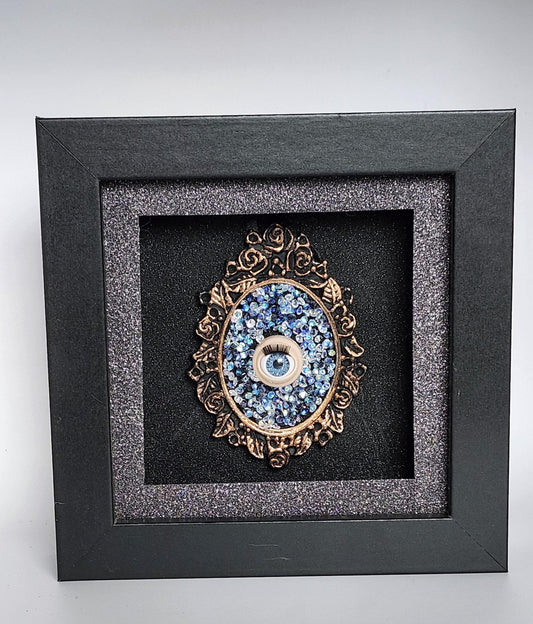 3D Box Framed blinking eye  Picture Gunmetal Grey
