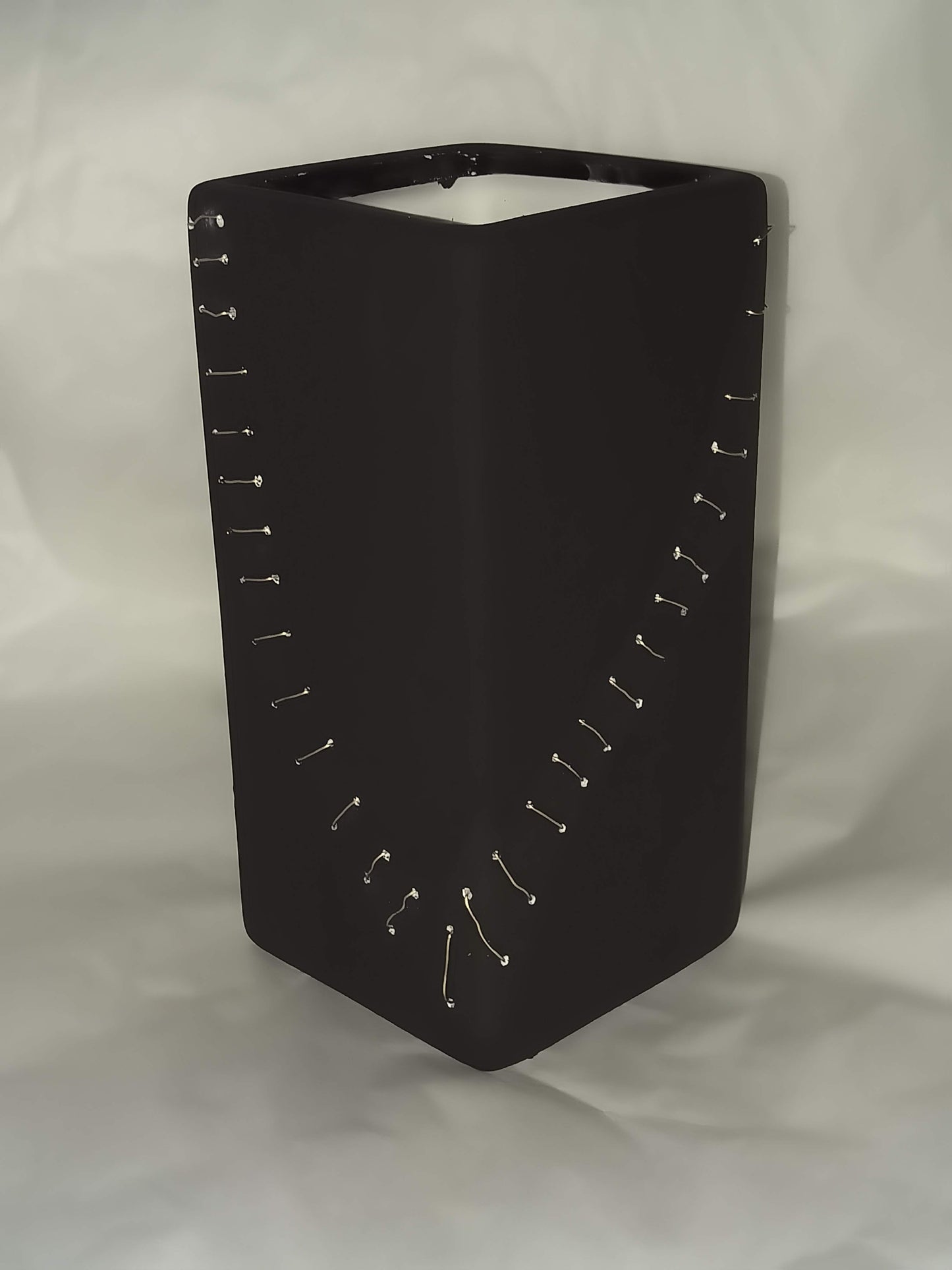 Beautifully Broken. Matte Black Wire Stitched Vase