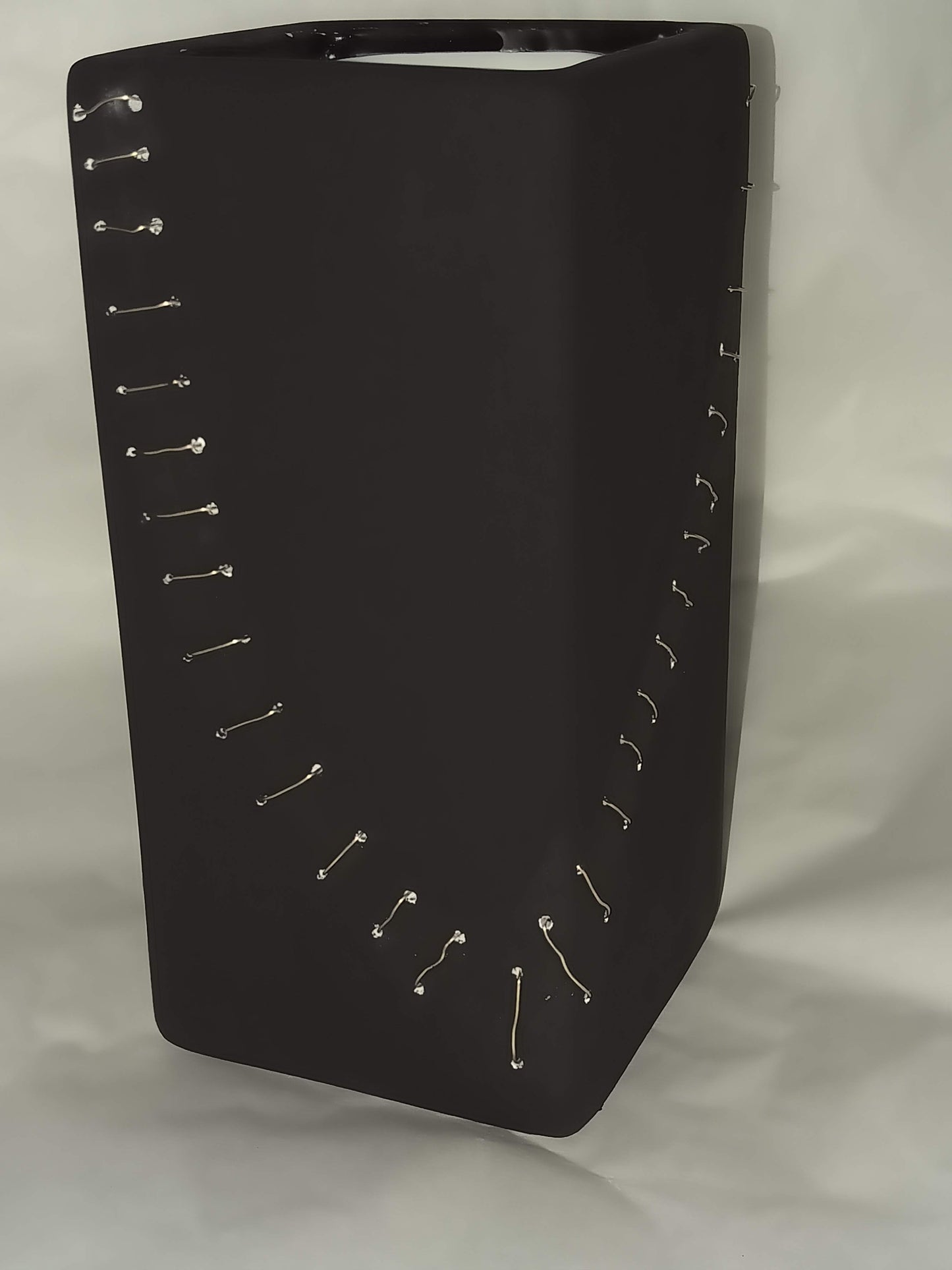 Beautifully Broken. Matte Black Wire Stitched Vase
