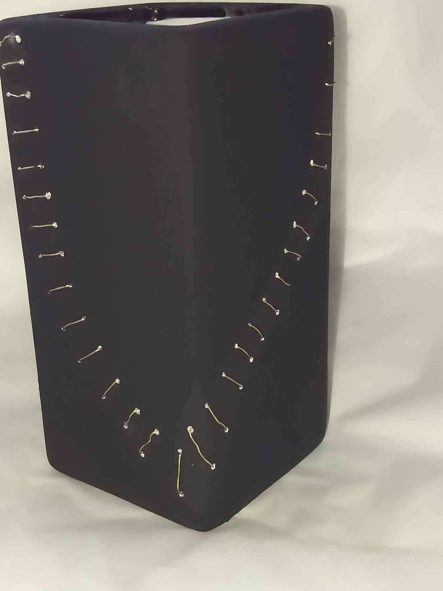 Beautifully Broken. Matte Black Wire Stitched Vase