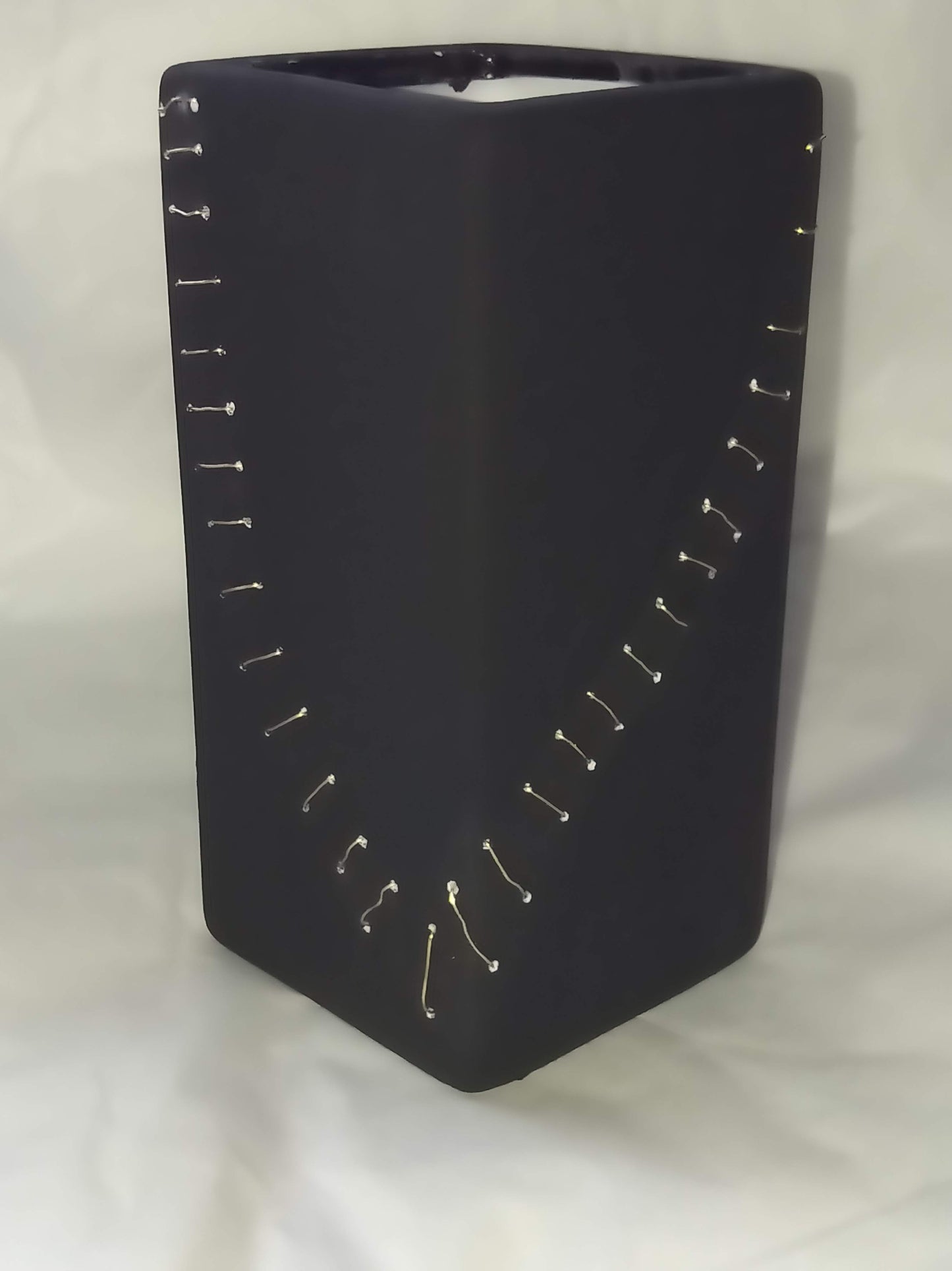 Beautifully Broken. Matte Black Wire Stitched Vase