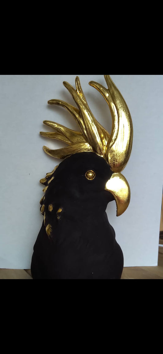 Black & Gold Leaf Large Parrot Ornament